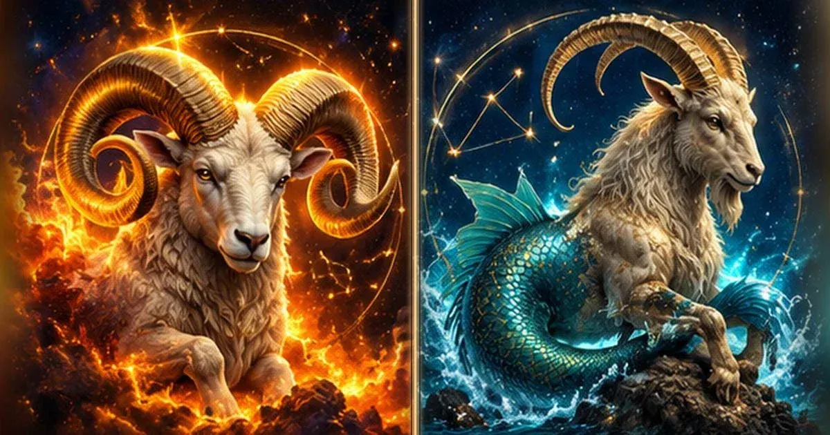 Astrological artwork for Aries and Capricorn Compatibility: Communication & Trust