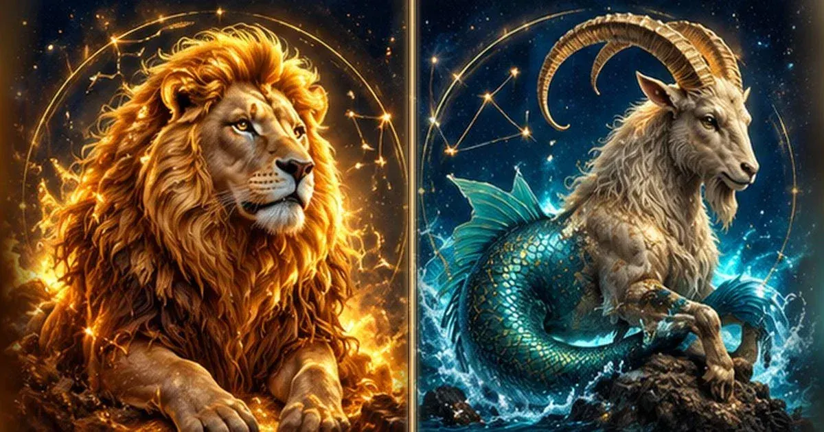 Astrological artwork for Leo and Capricorn Compatibility: Communication & Trust