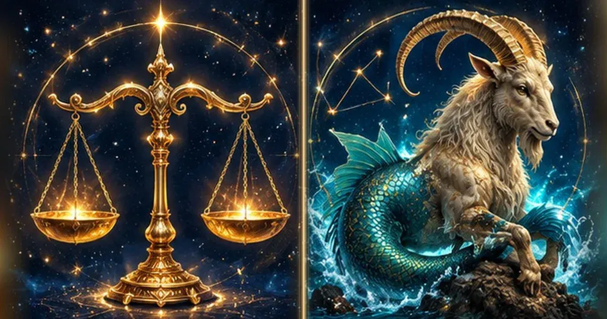 Astrological artwork for Libra and Capricorn Compatibility: Communication & Trust