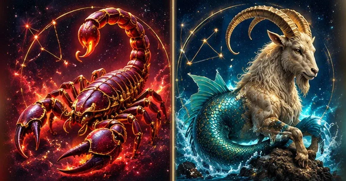 Astrological artwork for Scorpio and Capricorn Compatibility: Communication & Trust