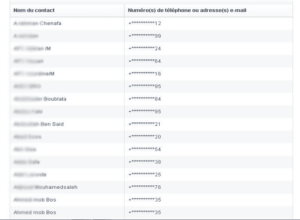 Restore contact numbers Facebook