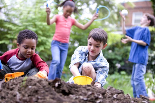 kids playing in garden