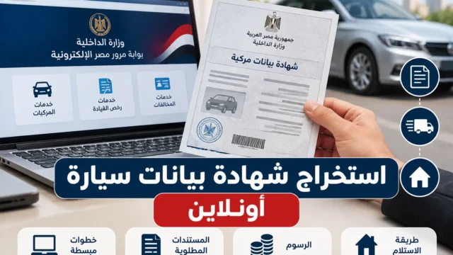 استخراج شهادة بيانات سيارة إلكترونيًا عبر خدمات المرور
