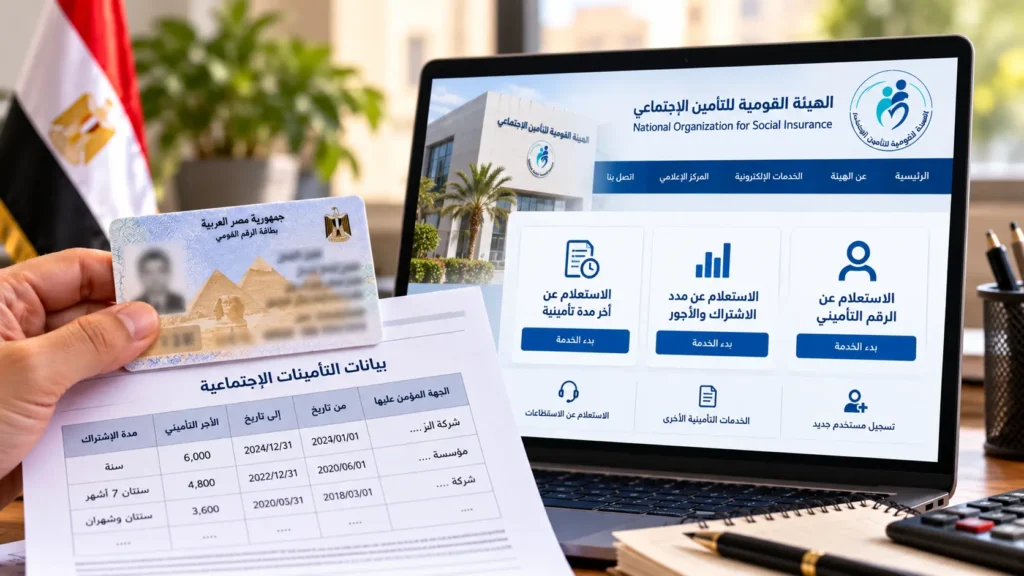 الاستعلام عن مدة التأمين والأجر التأميني بالرقم القومي 1 الاستعلام عن آخر مدة تأمينية والأجر التأميني من موقع التأمينات الاجتماعية