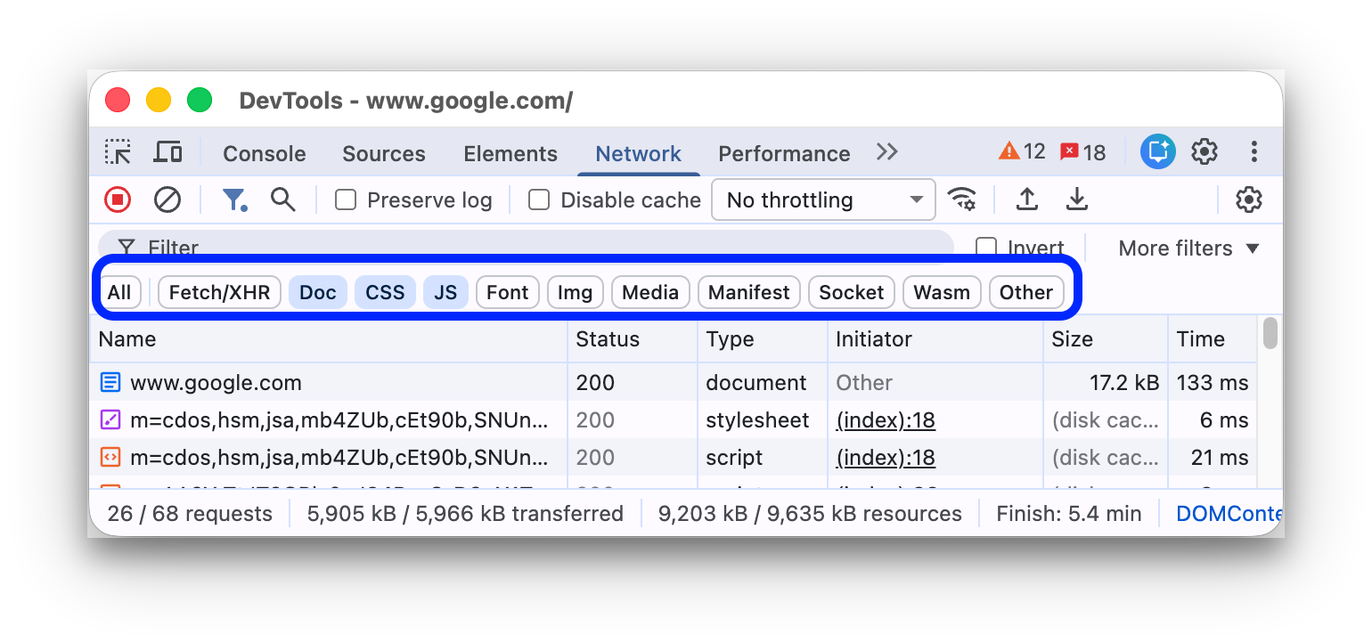 Chrome Keeps Reloading Tabs? Stop the Right Kind of Refresh 3 Official Chrome DevTools screenshot demonstrating the CSS and Document network request filters