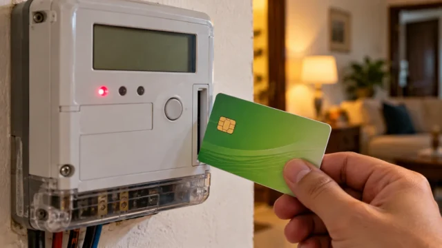 عداد كهرباء مسبق الدفع وكارت شحن في منزل