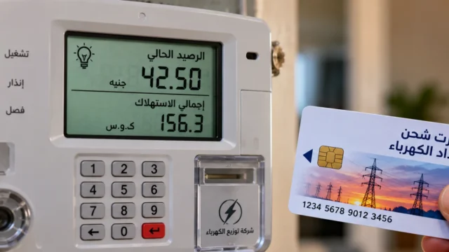عداد كهرباء مسبق الدفع وكارت شحن في منزل مصري