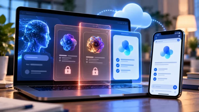 Laptop and phone showing limited free AI model access compared with locked premium models
