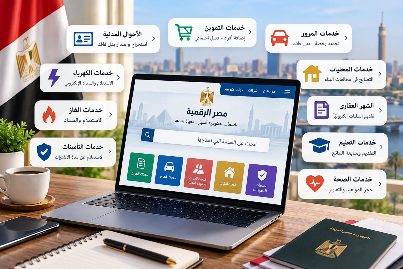 الخدمات الحكومية الإلكترونية في مصر التي يمكن الوصول إليها من المنزل
