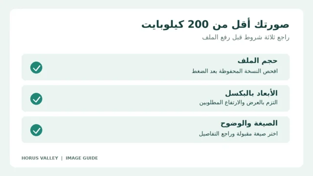ثلاثة شروط لرفع الصورة: حجم الملف والأبعاد والصيغة