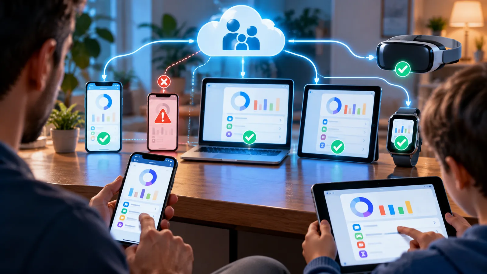 iOS 27 Screen Time Not Working? Why Family Sharing Can Break It and How to Fix It 1 Parent and child managing Screen Time and Family Sharing across Apple-style devices