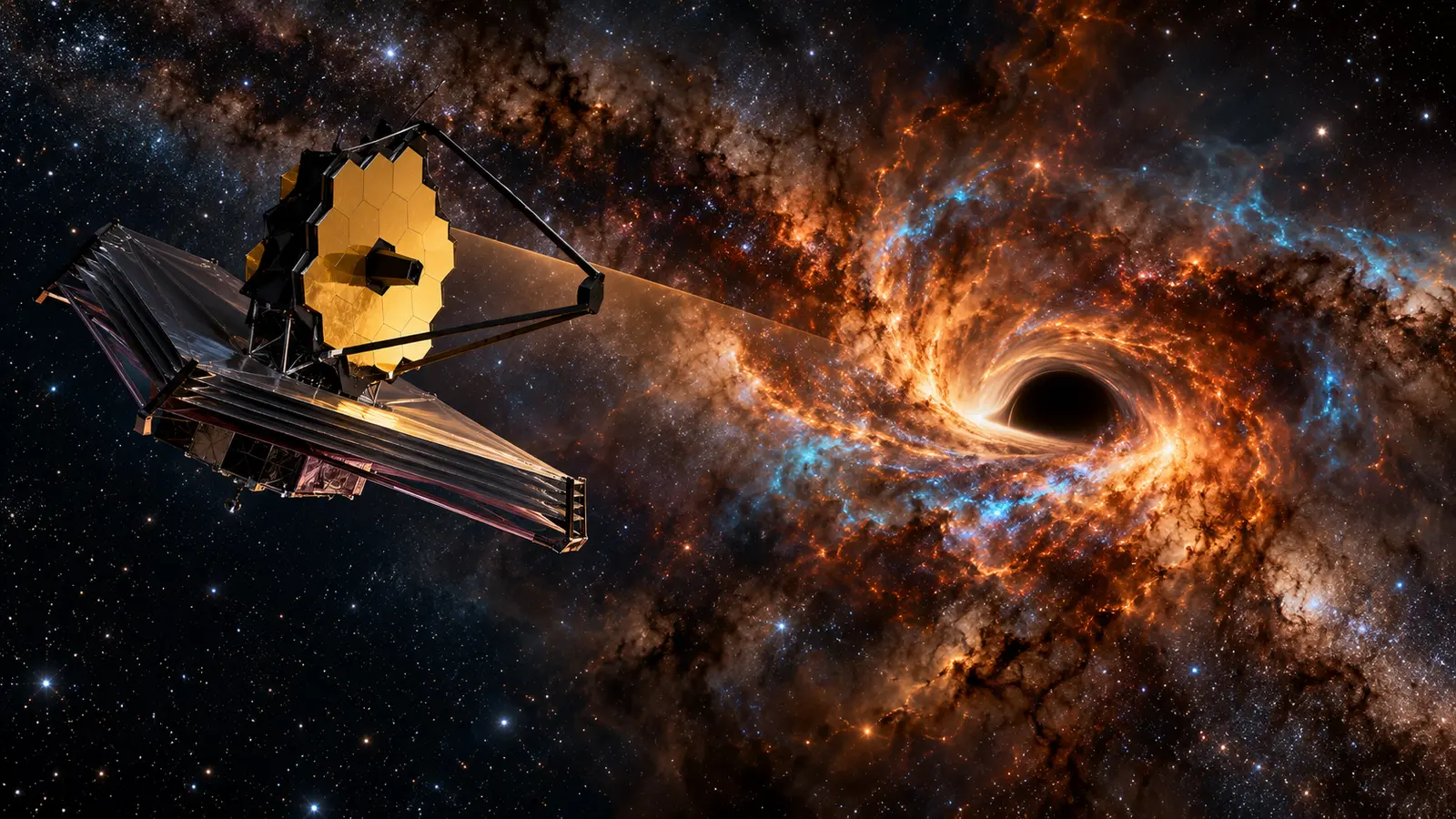 James Webb Finds Metal-Rich Gas Around the Milky Way’s Black Hole: What It Means 1 Conceptual illustration of James Webb studying metal-enriched gas around the Milky Way’s central black hole