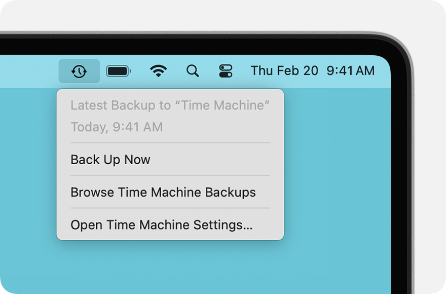 Mac System Data Too Large? Find and Reduce It Safely 3 Apple Support screenshot of the Time Machine menu showing a latest completed backup