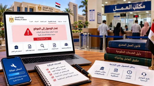 صورة تعبيرية عن صيانة وتعطل الخدمات الإلكترونية لوزارة العمل المصرية والبدائل في مكاتب العمل