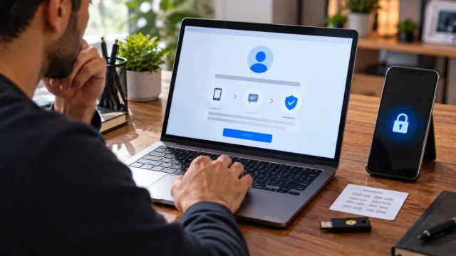 شخص يحاول استرداد حساب Google بعد فقد الهاتف باستخدام خيارات الأمان