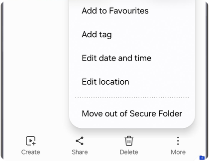 Samsung Secure Folder Forgot PIN and No Reset Option: What You Can Do 4 Samsung support image showing Move out of Secure Folder in the More menu for a selected media file