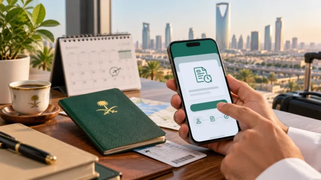 تمديد تأشيرة الزيارة العائلية في السعودية عبر الهاتف مع جواز السفر والتقويم