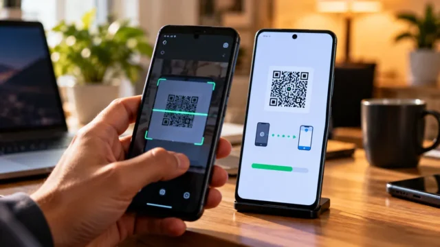 هاتفان ينقلان محادثات واتساب مباشرة باستخدام رمز QR