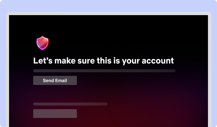 Official Netflix television interface example showing account verification with a Send Email button