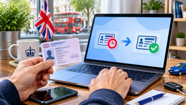 A UK driver prepares to generate a fresh driving licence check code after an earlier code expired