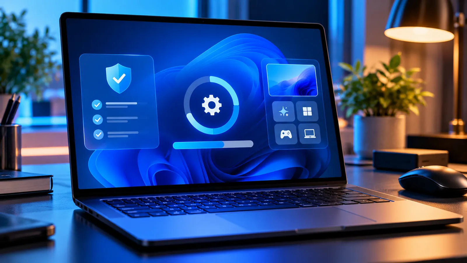 Windows 11 October 2026 Update Arrives October 13 — New Features and the Final 24H2 Patch 1 Windows laptop showing a system update progress screen with security and feature icons